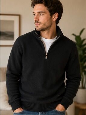 Banana Republic Black Half Zip Sweater Men’s Large